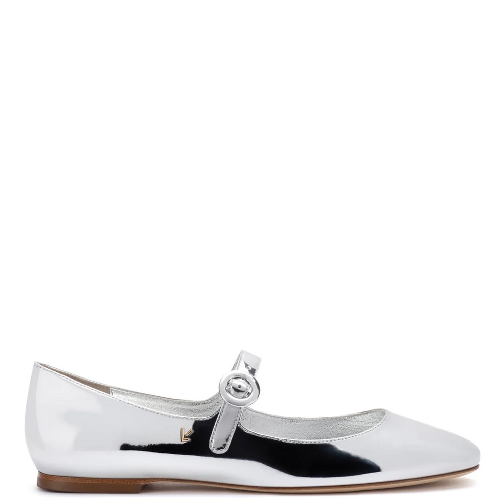 Larroude Blair Ballet Flat In Silver Specchio 7.5